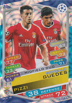 Pizzi / Goncalo Guedes SL Benfica 2016/17 Topps Match Attax CL Midfield Duo #BEN18